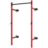 Soozier Folding Squat Rack with Pull Up Bar, Wall Mounted and Adjustable, 1000 Pounds Capacity Power Rack, Red