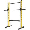 Soozier Squat Rack with Pull Up Bar and Barbell Bar Adjustable Bench Press Multi-Function Weight Lifting Half Rack, Yellow
