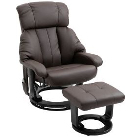 HOMCOM Massage Recliner Chair with Ottoman, 360° Swivel, 10-Point Vibration, Remote Control, Plush Comfort, Brown