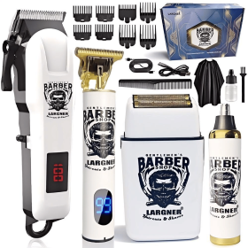 LARGNER 809D 4 IN 1 WHITE Hair Clippers for Men Professional, Beard Trimmer Kits & Sets, Electric Shavers, Hair Clippers & Trimmer Ceramic T-Blade
