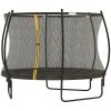 Soozier 10ft Outdoor Trampoline for Kids Ages 6+ with Safety Pad, Net Enclosure and Curved, ASTM Approved, Black