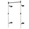 Soozier Folding Squat Rack with Pull Up Bar, Wall Mounted and Adjustable, 1000 Pounds Capacity Power Rack, White
