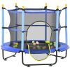 Qaba Kids Trampoline, 4.6 Feet with Safety Enclosure and Ball Pit, Blue, Indoor Play Equipment