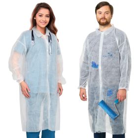 Disposable Lab Coats for Adults XX-Large, Pack of 10 White Disposable Lab Coat, Splash-Proof Plastic Lab Coats, Medical PPE Coat with Elastic Cuffs