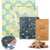 Reusable Wrap S, M, L. Pack of 3 Food Wraps with Flower Print. Washable Reusable Food Wrap for Sandwiches