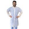 Disposable Lab Coat L. 35 GSM PP White Disposable Lab Coats for Adults. 10 Pack Knee-length Lab Coat with Long Sleeves, Elastic Wrists