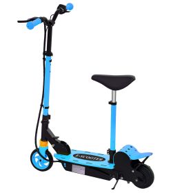 Foldable Electric Scooter for Kids Ages 6-14, with Seat and 2 Adjustable Heights, Max 6km Range & 12km/h, Blue