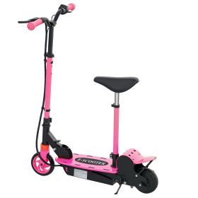 Foldable Electric Scooter for Kids Ages 6-14, with Seat and 2 Adjustable Heights, Max 6km Range & 12km/h, Pink