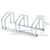 3-Bike Bicycle Floor Parking Rack Cycling Storage Stand Ground Mount Garage Organizer for Indoor and Outdoor Use Silver
