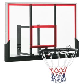 Wall Mounted Basketball Hoop with 43'' x 30'' Shatter Proof Backboard, for Indoor and Outdoor, Black