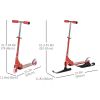 Snow Scooter, 2 in 1 Design Adjustable Height Scooter Snow Sled for Kids Aged Over 7 Years Old, Kids Sled Ski Scooter with Wheels Blades, Red