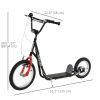 Youth Kick Scooter with Adjustable Handlebar and 16'' Inflatable Rubber Wheel for Kids and Teens 5+ Year Old, Black
