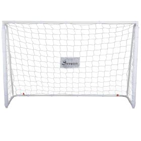 6ft x 4ft Soccer Goal Net with Metal Frame, PE Mesh, Ground Stakes, Easy Assembly, White
