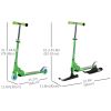 Snow Scooter, 2 in 1 Design Adjustable Height Scooter Snow Sled for Kids Aged Over 7 Years Old, Kids Sled Ski Scooter with Wheels Blades, Green
