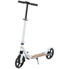 Qaba Kick Scooter for Kids Ages 6-12 with Adjustable Height, Rear-Fender Brake, 200mm Big Wheel, Foldable Design, White