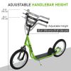 Kids Kick Scooter for 5+ Year Old, Kids Ride on Toy w/ 16'' Inflatable Wheel Dual Brakes, Green