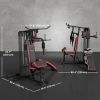 Multi Home Gym Equipment, Workout Station with Sit up Bench, Push up Stand, Dip Station, 99lbs Weights
