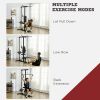Lat Pull Down Machine, High / Low Pulley Machine with Adjustable Seat and Flip-Up Footplate, Black