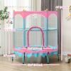 Trampoline for Kids, 4.6FT Mini Toddler Trampoline Indoor Outdoor with Handlebar, Safety Enclosure Net, Pink