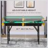 55" Pool Table Set Folding Billiard Table with Adjustable Height, 2 Cues, 16 Balls, 2 Chalks, Triangle, Brush, Green