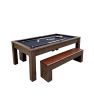 7ft 3-in-1 Multi-Functional Pool Table with Benches (Pool Table + Ping Pong Table + Dining Table)