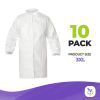Disposable Lab Coat, 3X-Large. Pack of 10 White Disposable Lab Coats for Adults. 60 GSM Microporous Disposable Coats Medical PPE with Elastic Wrists