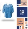 Disposable Lab Jacket, 31 Inches Long. Pack of 10 Ceil Blue Disposable Hip-Length Workwear Large. SMS 50 gsm Disposable Shirts with Snaps Front