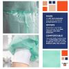 Disposable Isolation Gowns in Bulk. Pack of 50 Green SPP 25 gsm Frocks. Regular Protective Body Knee-Length Lab Coats, Knitted Cuffs