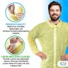 Yellow Disposable Lab Coats for Adults, XL. 50 Pack PP Disposable Coats Medical. 44 Inches Length Painting Lab Coat No Pocket, Hook and Loop, Collar