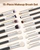 VEVOR 15PCS Makeup Brush Set for Foundation Blending Eyeshadow with Soft Bristle