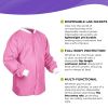 Cranberry Disposable Lab Jackets with Pockets, Medium. Pack of 50 Disposable Jackets Dental 45 GSM SMS with Snaps, Knit Cuffs & Collar