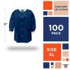 Disposable Lab Jacket, 32 Inches Long. Pack of 100 True Blue Disposable Hip-Length Workwear X-Large. SMS 50 gsm Disposable Shirts with Snaps Front