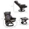 HOMCOM Massage Recliner Chair Brown with Ottoman 10-Point Vibrating Swivel for Bedroom & Living Room