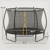 Soozier 8ft Outdoor Trampoline for Kids with Safety Enclosure Net, Curved Poles and Safety Pad, ASTM Approved, Black