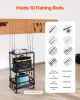10 Pole Fishing Rod Holder Fishing Rack Cart Organizer with Wheels for Garage