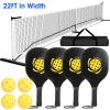 Portable Pickleball Net Set 22ft Regulation Size Net Pickle Ball Net System with 4 Pickleballs 4 Paddles Carrying Bag for Driveway Backyard