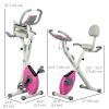 Foldable Magnetic Exercise Bike Indoor Stationary Upright Fitness Cycling Bike, 8 Level Quiet Magnetic Resistance, Pink