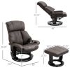 HOMCOM Massage Recliner Chair with Ottoman, 360° Swivel, 10-Point Vibration, Remote Control, Plush Comfort, Brown