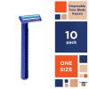 Blue Disposable Razors for Men and Women, Pack of 10 Stainless Steel Shaving Razors for Smooth Shaving