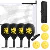 Portable Pickleball Net Set 22ft Regulation Size Net Pickle Ball Net System with 4 Pickleballs 4 Paddles Carrying Bag for Driveway Backyard