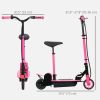 Foldable Electric Scooter for Kids Ages 6-14, with Seat and 2 Adjustable Heights, Max 6km Range & 12km/h, Pink