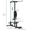 Lat Pull Down Machine, High / Low Pulley Machine with Adjustable Seat and Flip-Up Footplate, Black