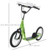 Kids Kick Scooter for 5+ Year Old, Kids Ride on Toy w/ 16'' Inflatable Wheel Dual Brakes, Green