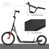 Youth Kick Scooter with Adjustable Handlebar and 16'' Inflatable Rubber Wheel for Kids and Teens 5+ Year Old, Black