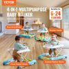 VEVOR 4-in-1 Baby Walker, Foldable Baby Activity Center on Wheels, 3 Adjustable Height, Music & Toys Tray