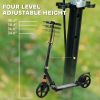 Foldable Kids Scooter with 4 Adjustable Heights, Double Brakes, and Shock Absorption for Ages 6-12, Black