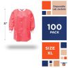 Disposable Lab Jacket, 32 Inches Long. Pack of 100 Coral Pink Disposable Hip-Length Workwear X-Large. SMS 50 gsm Disposable Shirts with Snaps Front