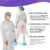 Hospital Disposable Gowns with Sleeves X-Large, Pack of 50 White Medical Isolation Gowns Disposable 45"