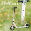 Foldable Kids Scooter with 4 Adjustable Heights, Double Brakes, and Shock Absorption for Ages 6-12, White