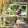 2-in-1 Bike Trailer for Kids, Foldable 2-Seat Baby Stroller with 5-Point Harness, Rubber Wheels, Storage Bag, Red